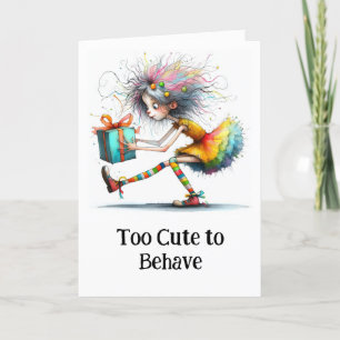 * Kleurrijke 1 Whimsical Kerst Meisje Cadeau AP9 Bedankkaart