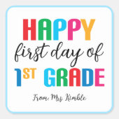 Kleurrijke 1e klas School Sticker (vierkant) (Voorkant)