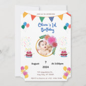 Kleurrijke 1e Verjaardag uitnodiging (Voorkant)