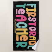 Kleurrijke 1st Grade Teacher Custom Strandlaken (Voorkant)