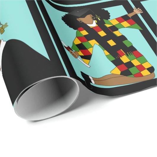 Kleurrijke 2024 Afstuderen vierkanten Afrikaans Am Cadeaupapier (Rol Hoek)