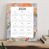 Kleurrijke 2024 Bloemen Illustratie Kalender Poster