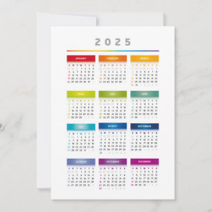 Kleurrijke 2025 Kalender - Regenboog Kleuren 3 Kol Kaart