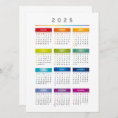 Kleurrijke 2025 Kalender - Regenboog Kleuren 3 Kol Menu (Voorkant / Achterkant)