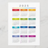 Kleurrijke 2025 Kalender - Regenboog Kleuren 3 Kol Menu (Voorkant)