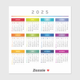 Kleurrijke 2025 Kalender - Regenboog Kleuren 3 Kol Sticker