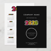 Kleurrijke 2025 kalender zakelijke feestdagenkaart (Voorkant / Achterkant)