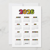 Kleurrijke 2025 kalender zakelijke feestdagenkaart (Achterkant)