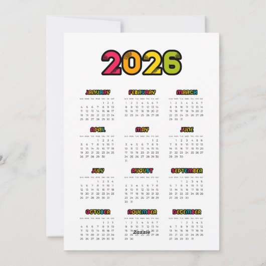 Kleurrijke 2025 kalender zakelijke feestdagenkaart (Achterkant)
