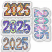 Kleurrijke 2025 Stickers, Nieuwjaar Stickers, Sticker (Voorkant)
