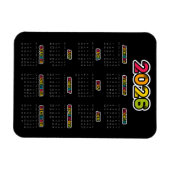 Kleurrijke 2025 Zwarte kalender Magneet (Horizontaal)