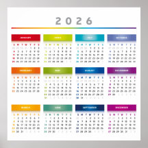 Kleurrijke 2026 Agenda - Regenboog Kleuren 3 Kolom