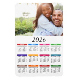 Kleurrijke 2026 kalender met je foto magneet