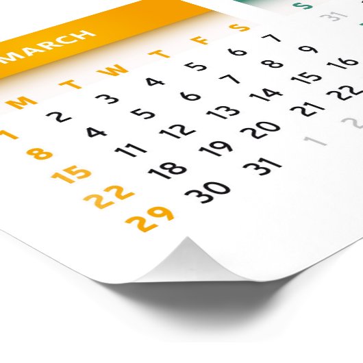 Kleurrijke 2026 Kalender - Regenboog Kleuren 3 Kol Perfect Poster (Hoek)