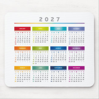 Kleurrijke 2027 Agenda - Regenboog Kleuren 4 Kolom Muismat