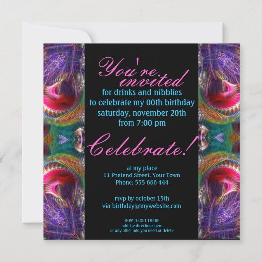 Kleurrijke 21e vieringen Uitnodiging (Achterkant)