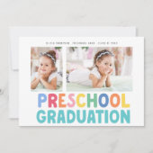 Kleurrijke 2 foto Kleuterschool Graduation Party Kaart (Voorkant)