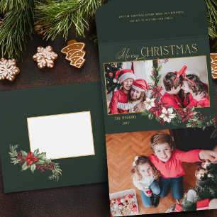 Kleurrijke 2-Foto Vrolijke Kerstpuntjes All In One Uitnodiging