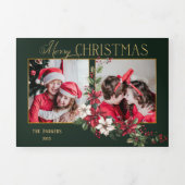 Kleurrijke 2-Foto Vrolijke Kerstpuntjes Drieluik Wenskaart (Cover)