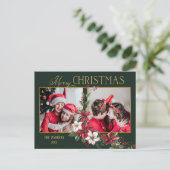 Kleurrijke 2-Foto Vrolijke Kerstpuntjes Feestdagenkaart (Staand voorkant)