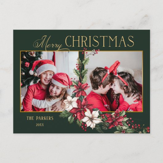 Kleurrijke 2-Foto Vrolijke Kerstpuntjes Feestdagenkaart (Voorkant)