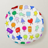 Kleurrijke 2D- en 3D-meetkundige vormenpatroon voo Rond Kussen (Achterkant)