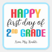 Kleurrijke 2e klas School Sticker (vierkant) (Voorkant)