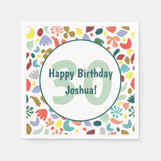 Kleurrijke 30e verjaardag Custom Servet (Voorkant)