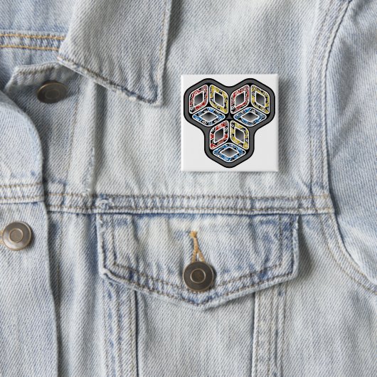 Kleurrijke 3-D kubussen Vierkante Button 5,1 Cm (In situ)