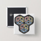 Kleurrijke 3-D kubussen Vierkante Button 5,1 Cm (Voorkant /achterkant)