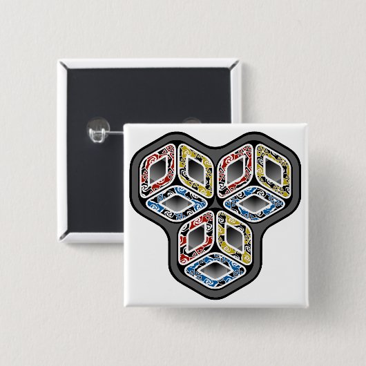 Kleurrijke 3-D kubussen Vierkante Button 5,1 Cm (Voorkant /achterkant)