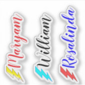 Kleurrijke 3 Flesnamen, Script Stickers voor Kinde (Voorkant)