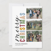 Kleurrijke 3 foto Vrolijk Kerstfeest Feestdagenkaart (Voorkant)