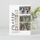 Kleurrijke 3 foto Vrolijk Kerstfeest Feestdagenkaart (Staand voorkant)