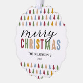 Kleurrijke 3 foto Vrolijk Kerstfeest Ornament Kaart (Links)