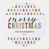 Kleurrijke 3 foto Vrolijk Kerstfeest Ornament Kaart (Voorkant)