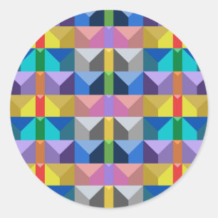 Kleurrijke 3D abstracte driehoek patroon Ronde Sticker