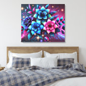 Kleurrijke 3D-bloemen Canvas Afdruk (Insitu (Slaapkamer))