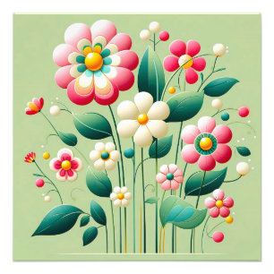 Kleurrijke 3D-bloemen Foto Afdruk