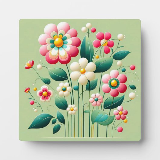 Kleurrijke 3D-bloemen Fotoplaat (Voorkant)