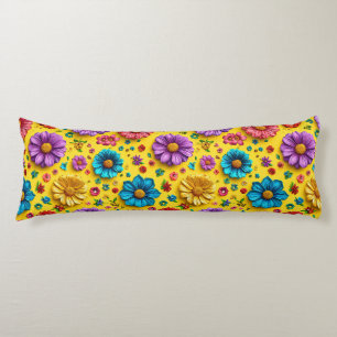 Kleurrijke 3D-bloemen Lichaamskussen