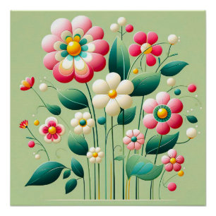 Kleurrijke 3D bloemen Perfect Poster