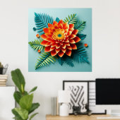 Kleurrijke 3D bloemen Poster (Thuiskantoor)