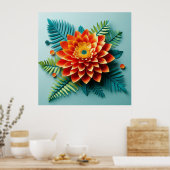 Kleurrijke 3D bloemen Poster (Keuken)