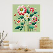Kleurrijke 3D-bloemen Poster (Keuken)