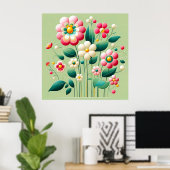 Kleurrijke 3D-bloemen Poster (Thuiskantoor)