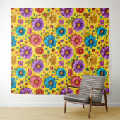 Kleurrijke 3D-bloemen Wandkleed (In Situ (horizontaal))