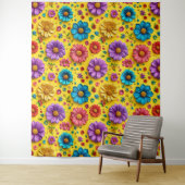 Kleurrijke 3D-bloemen Wandkleed (In situ)
