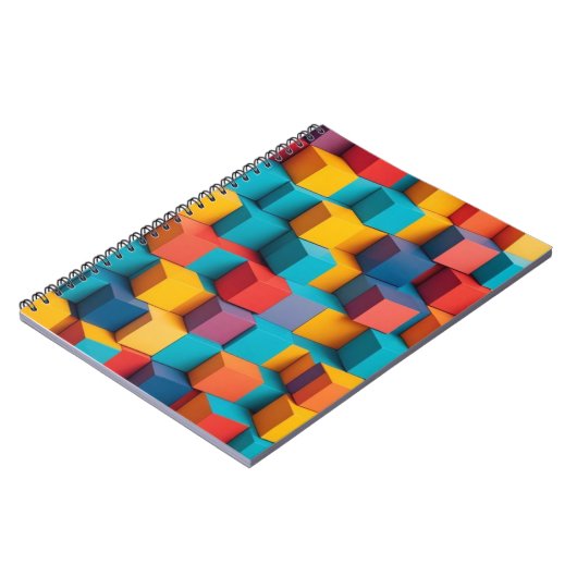 Kleurrijke 3D Cubes geometrisch ontwerp Notitieboek (Linkerzijde)