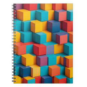 Kleurrijke 3D Cubes geometrisch ontwerp Notitieboek